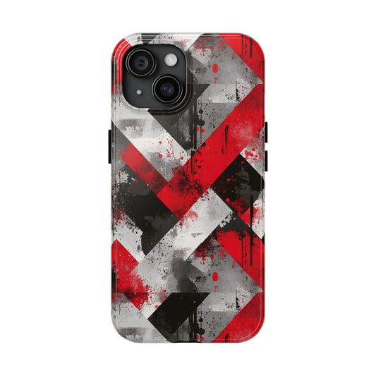 Red Grey Black Men's Phone Case, Retro Covers, Antique Smartphone Accessories, Tough Cell Phone Protectors for Men and Women