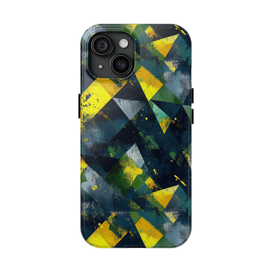 Green Yellow Grey Men's Phone Case, Retro Covers, Antique Smartphone Accessories, Tough Cell Phone Protectors for Men and Women