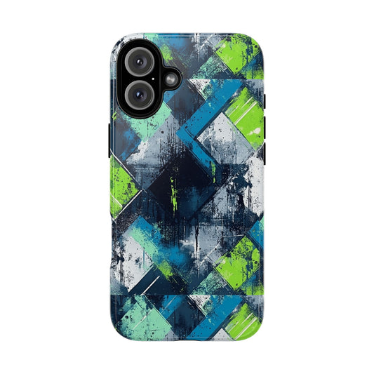 Blue and Green Modern iPhone 16 Tough Phone Case, Protective Phone Cover, Stylish Tech Accessories, Cool Phone Case, Unique iPhone Case