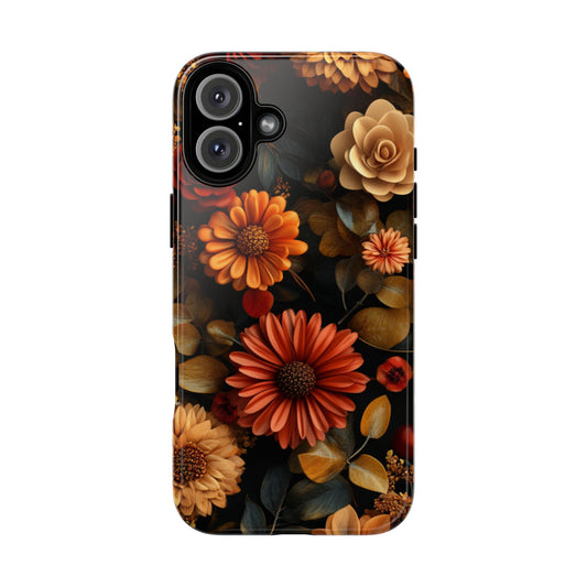 Autumn Flowers 3D Modern iPhone 16 Tough Phone Case, Protective Phone Cover, Stylish Tech Accessories, Cool Phone Case, Unique iPhone Case