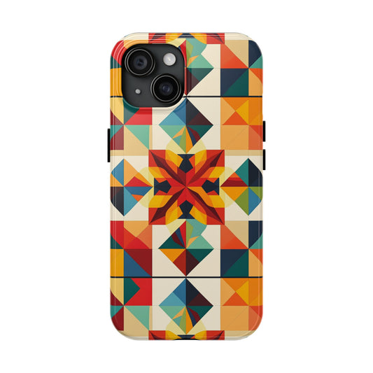 Fall Geometric Quilt Phone Cases, Durable Covers, Antique Smartphone Accessories, Tough Cell Phone Protectors for Men and Women